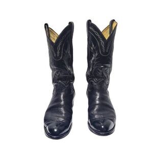 Tony Lama Mens Western Style Black Cowboy Boots Size 8.5EE